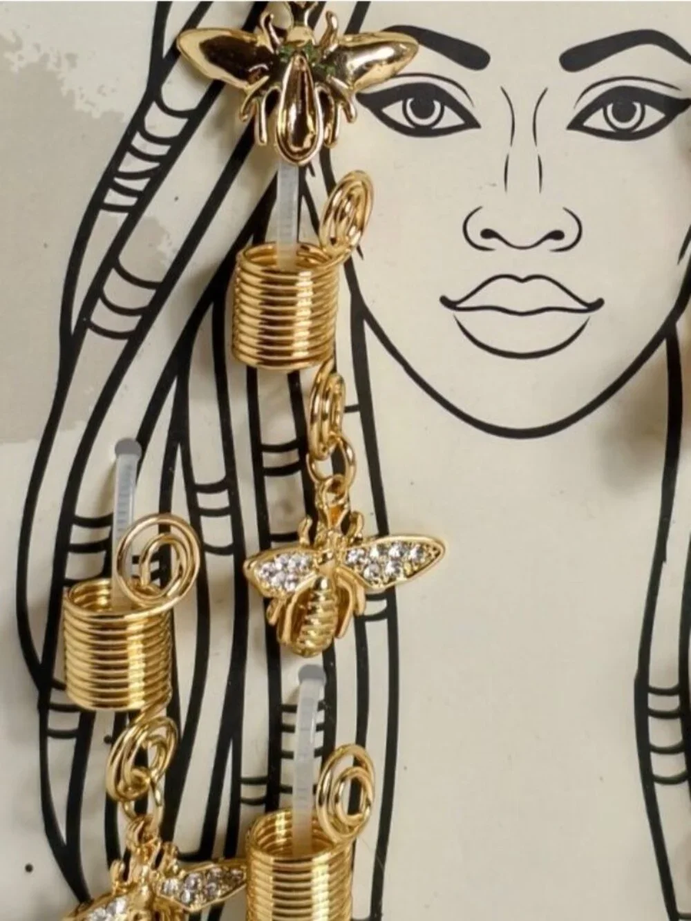 Natural Gal Gold Hair Jewelry Bee Charms 6 Pk Coils Stylish Spiral Braids Locs
